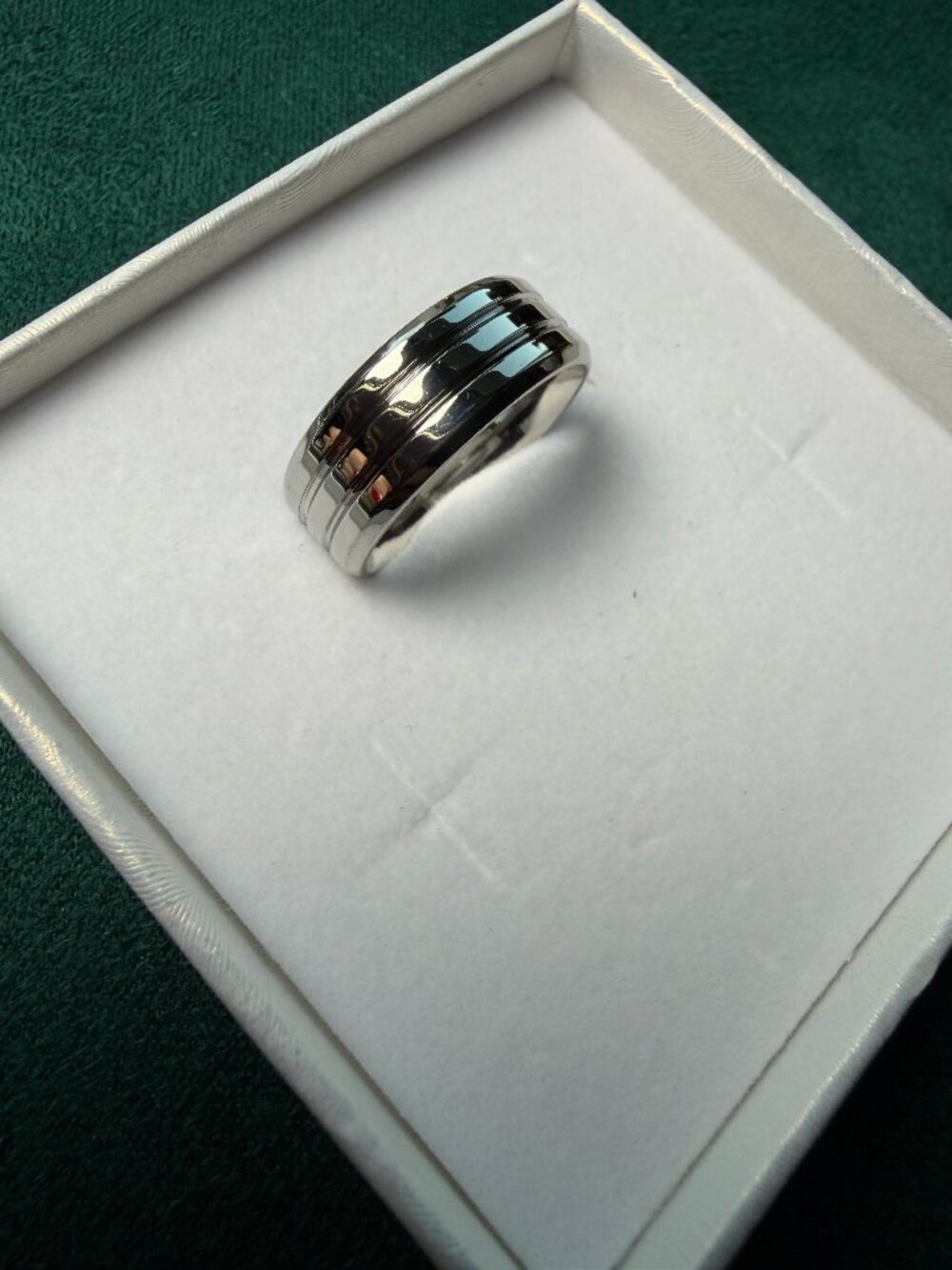 MEN's Stainless Steel Triple Ridge Band Ring Sizes 9-10